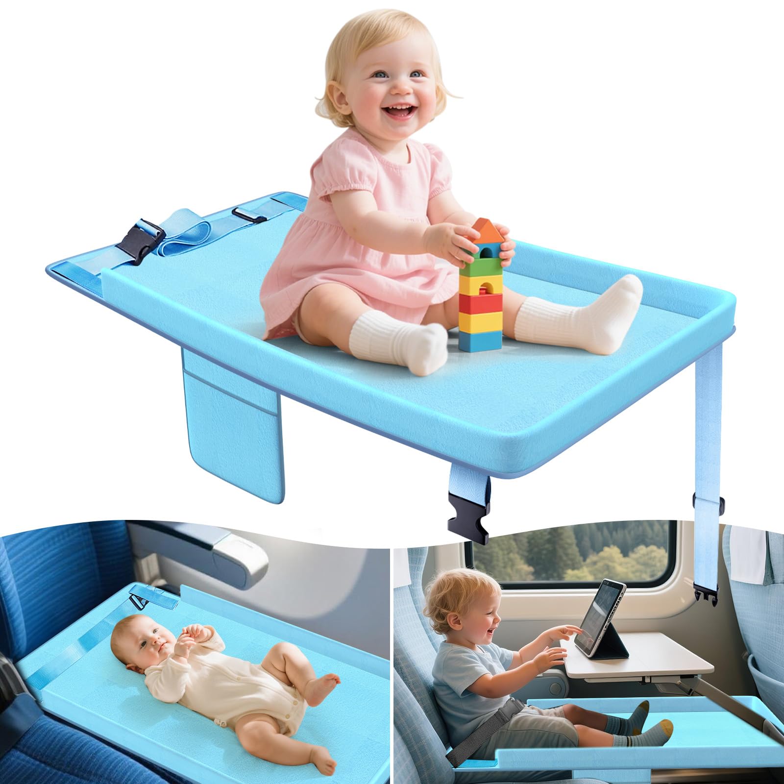 Omzer toddler airplane bed setup demonstrates easy installation for comfortable plane travel.