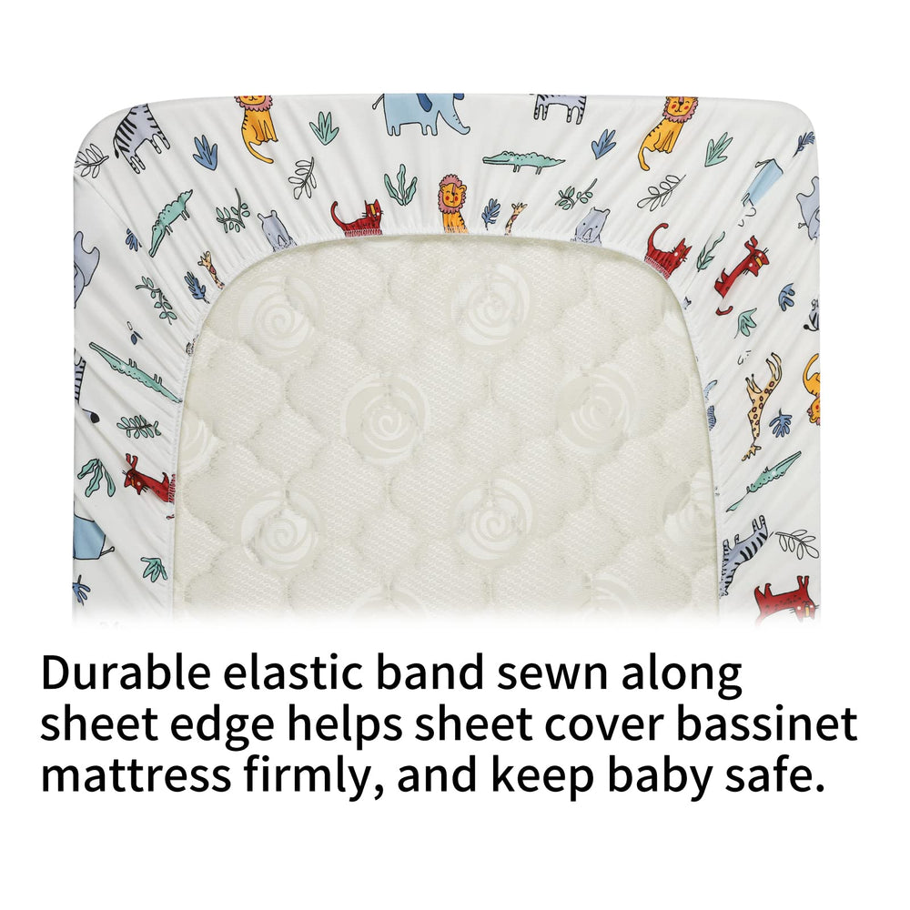 Onacosht bassinet sheets with giraffe pattern add vibrant print and secure fit.