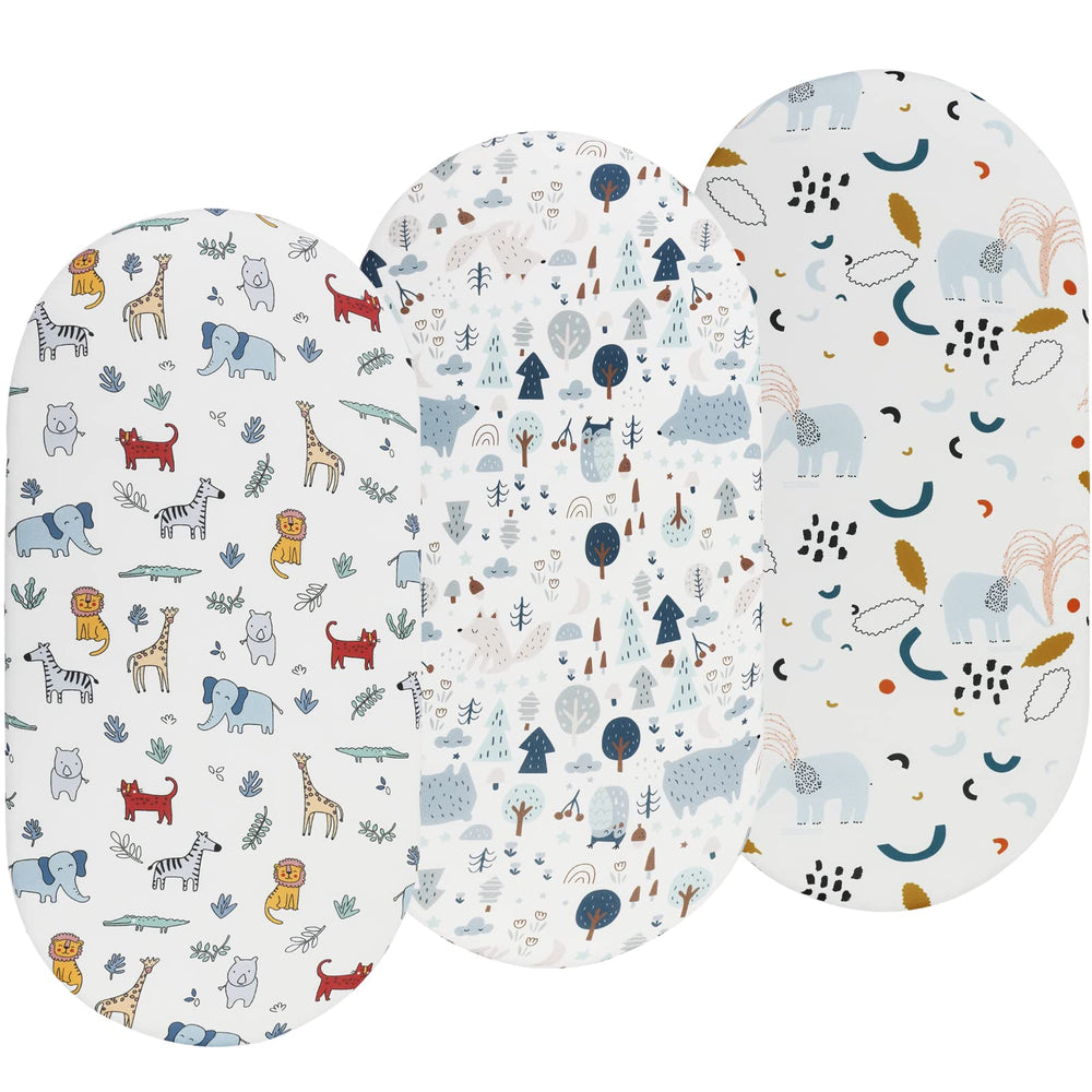 Onacosht bassinet sheets with owl pattern for soft, breathable naps.