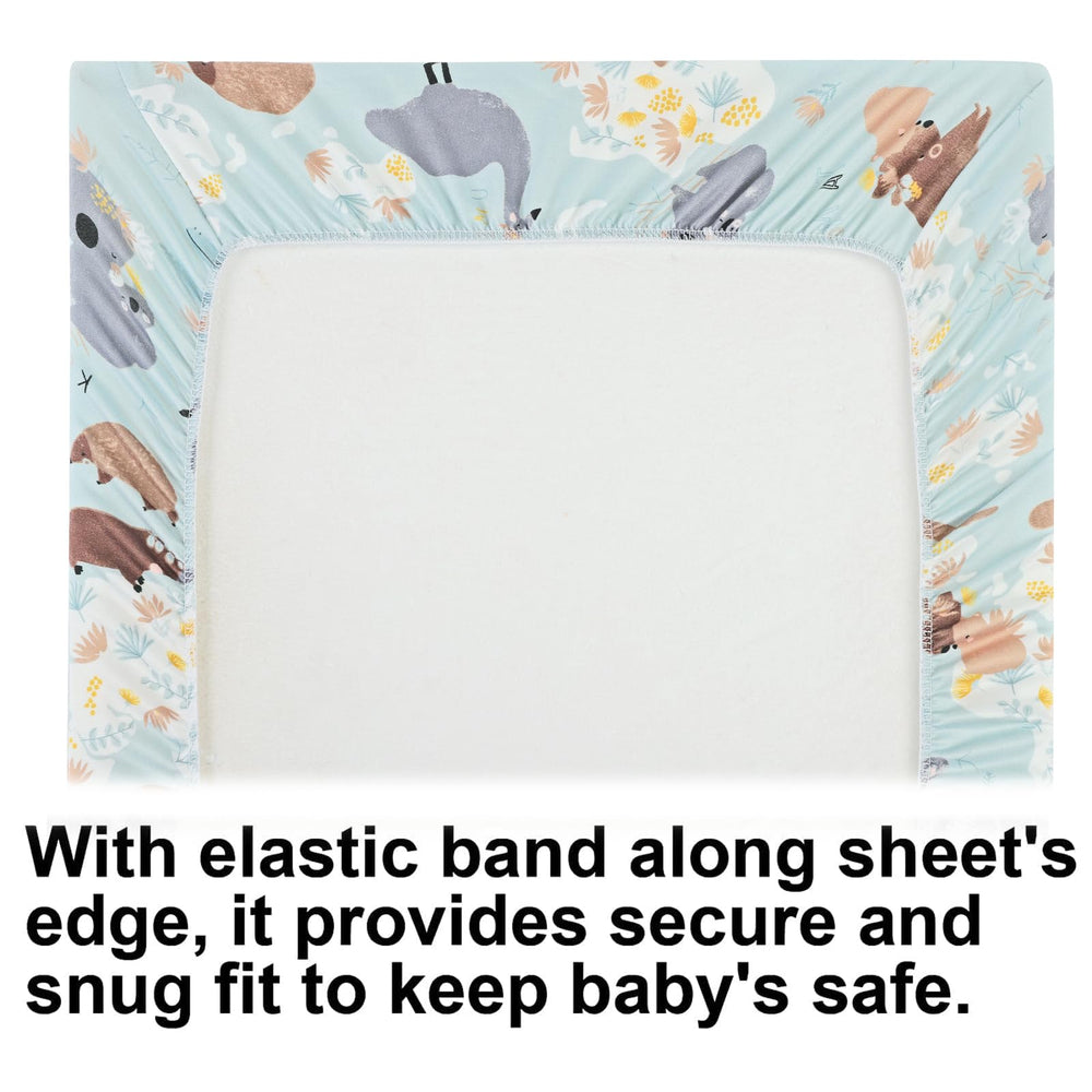 Onacosht bassinet sheet with koala, ostrich, kangaroo print — gentle on delicate baby skin