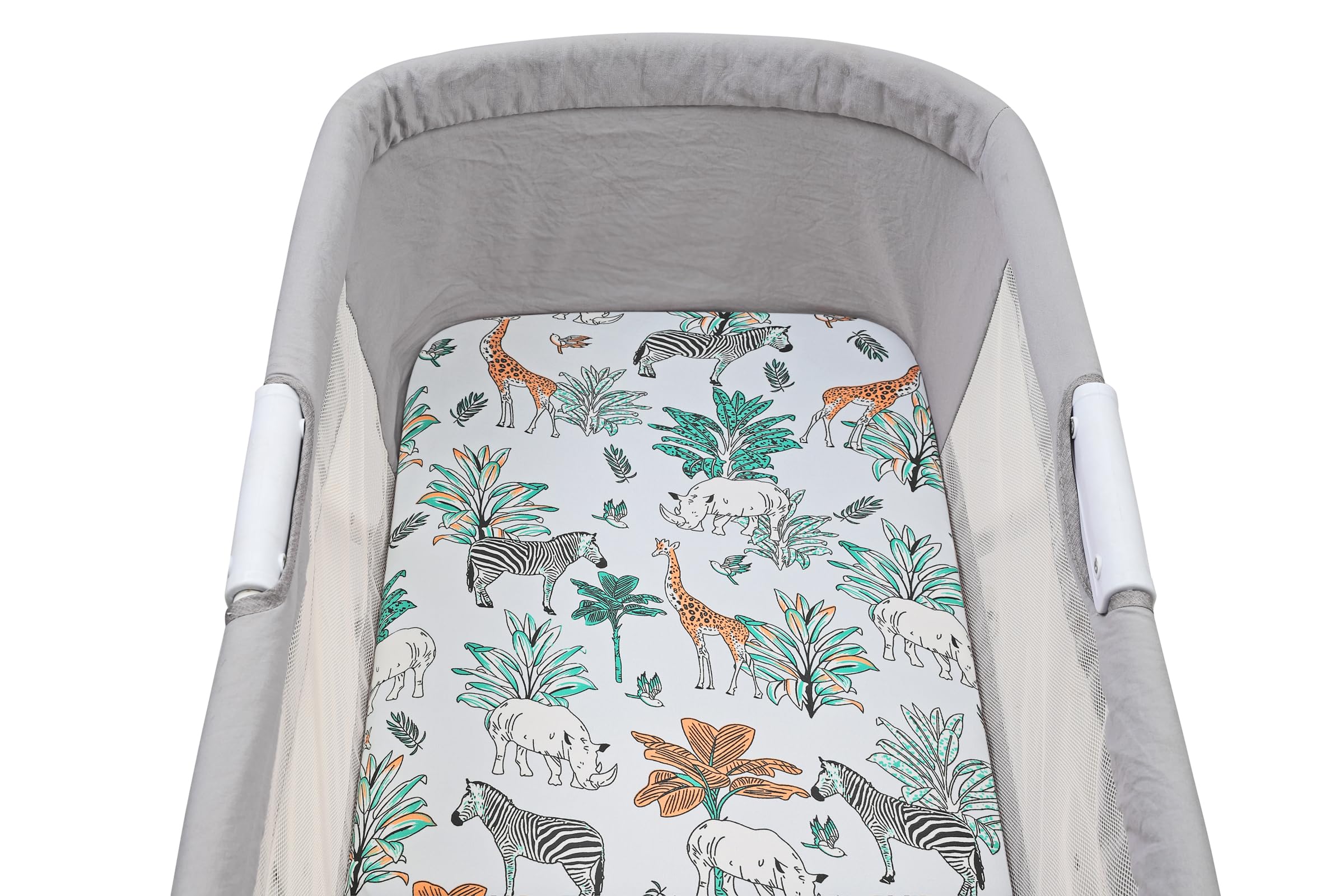 Onacosht bassinet sheet with koala, ostrich, kangaroo print — easy care and quick washing