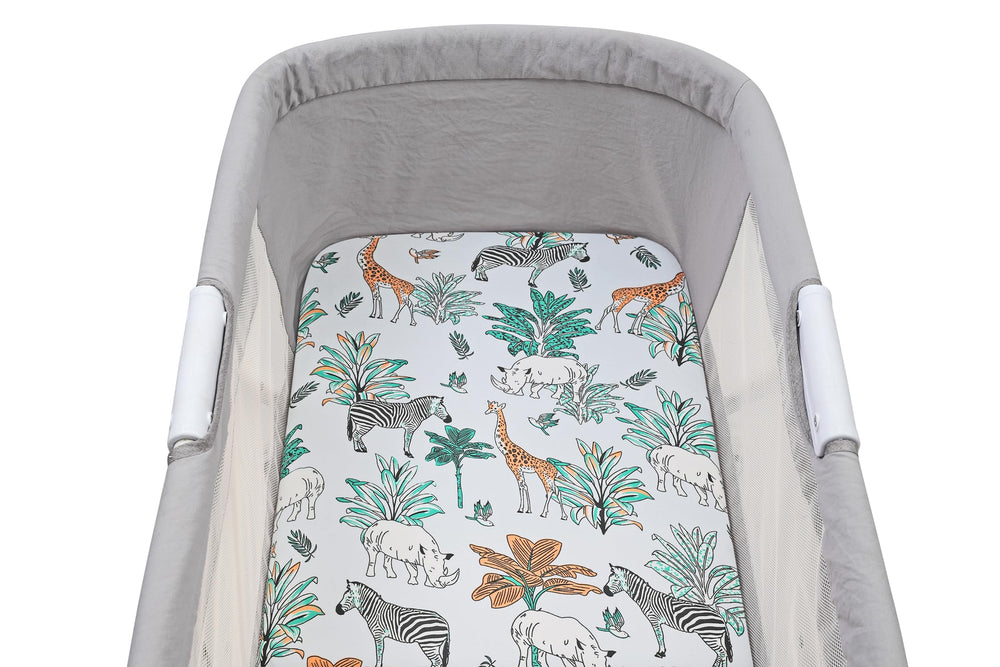 Onacosht bassinet sheet with koala, ostrich, kangaroo print — easy care and quick washing