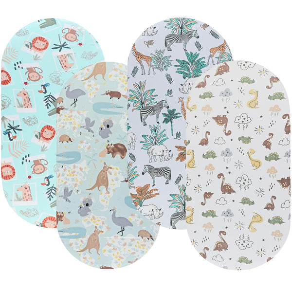 Onacosht bassinet sheet with lion, monkey, and giraffe print — soft and breathable for nap time
