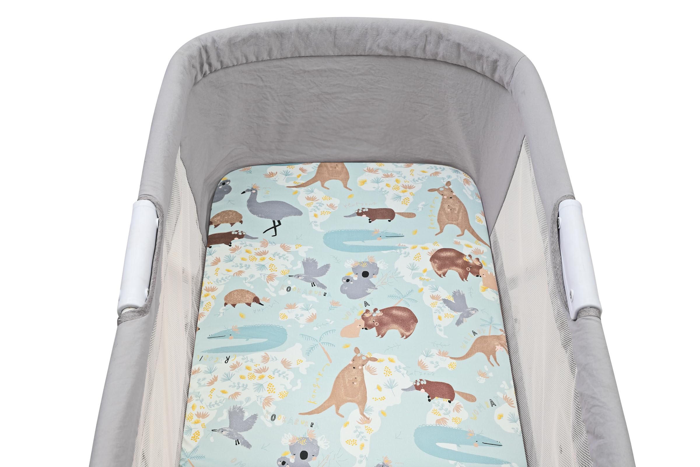 Onacosht bassinet sheet with dinosaur print — universal fit for oval or rectangular cradles