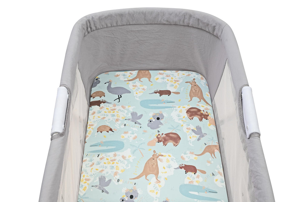 Onacosht bassinet sheet with dinosaur print — universal fit for oval or rectangular cradles