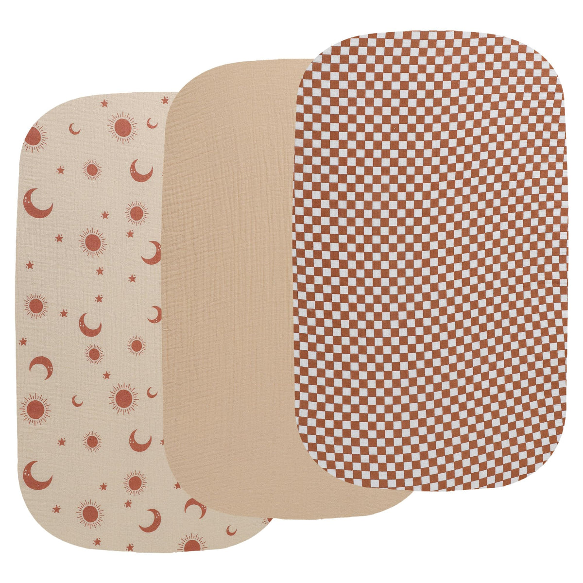 Onacosht muslin bassinet sheet with checker-pattern provides breathable comfort for newborns.