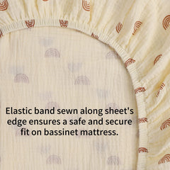 Onacosht muslin bassinet sheet with elastic edges stays in place overnight.