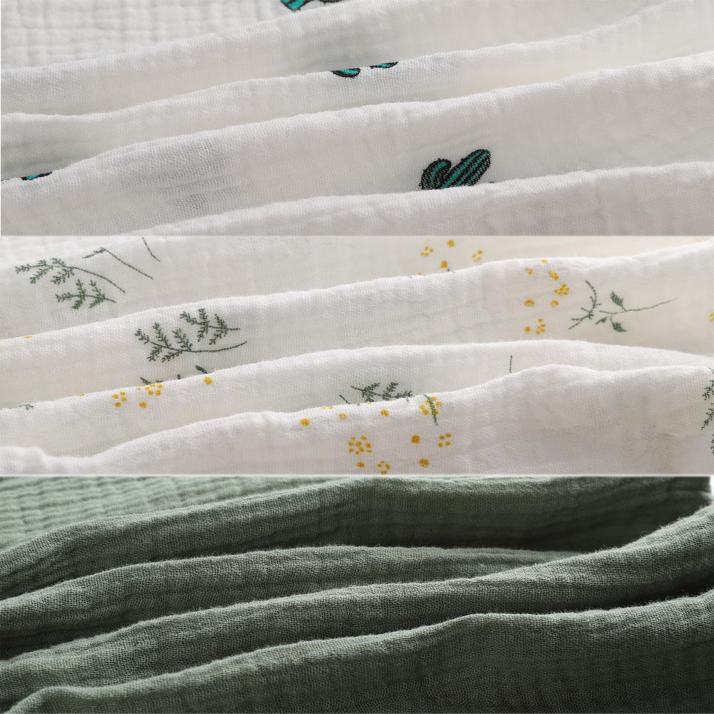 Onacosht bassinet sheet in green cactus print, snug fit for secure overnight sleep