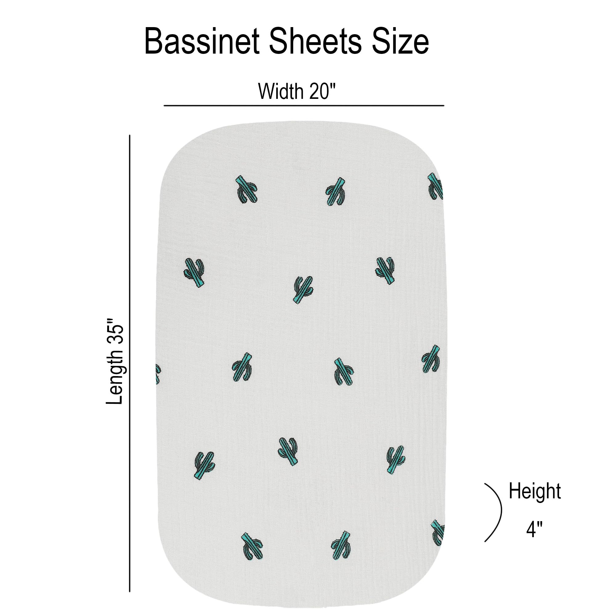 Onacosht muslin sheets in green cactus design, soft touch ideal for sensitive skin