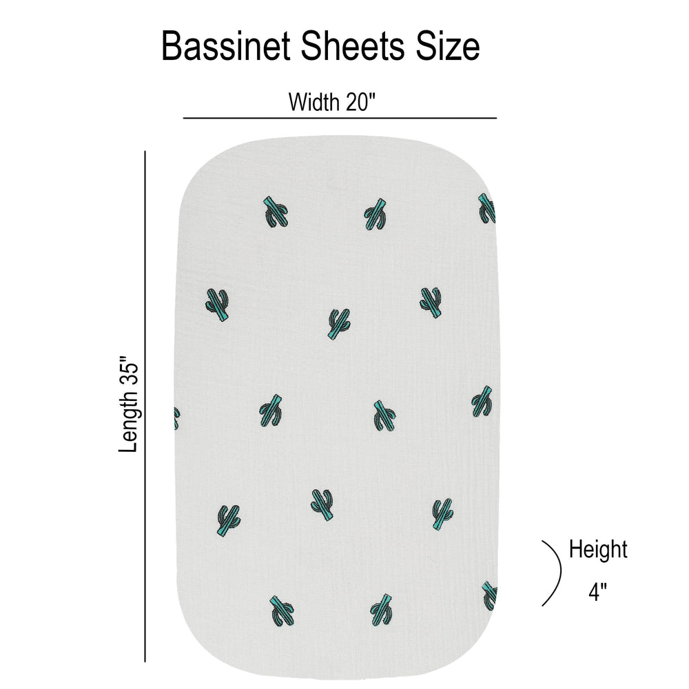 Onacosht muslin sheets in green cactus design, soft touch ideal for sensitive skin