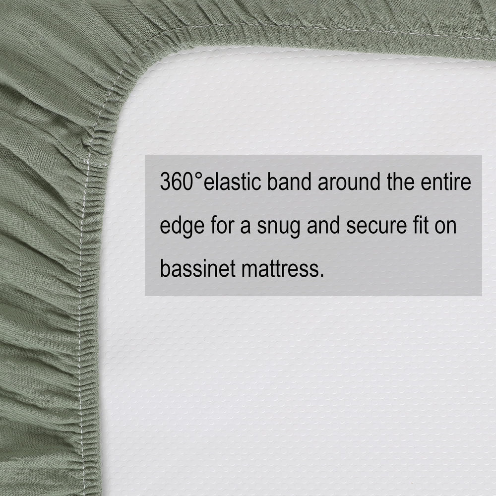 Onacosht 3-pack bassinet sheets with cactus print for airy, breathable sleep