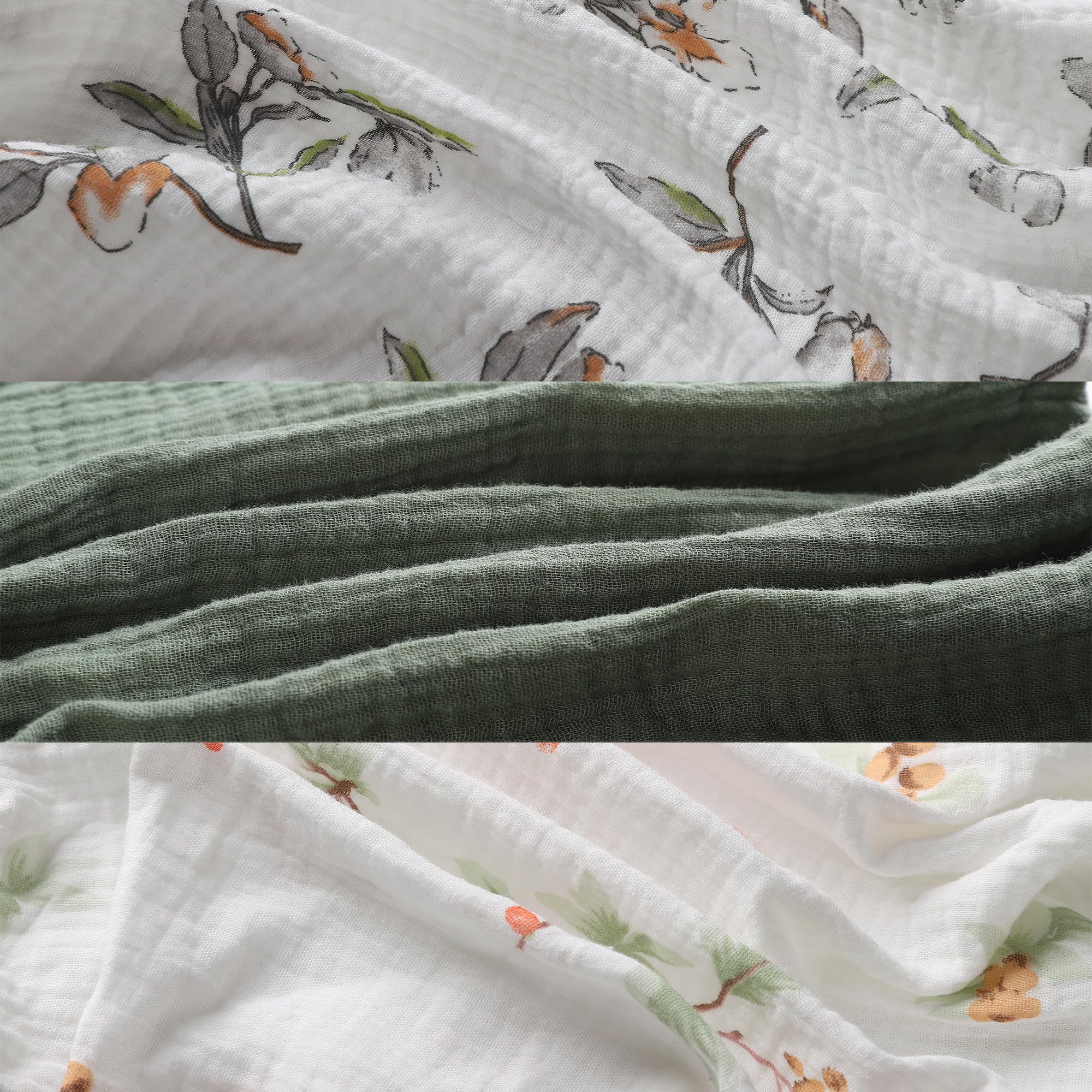 Breathable cotton muslin keeps baby comfortable during night sleep.