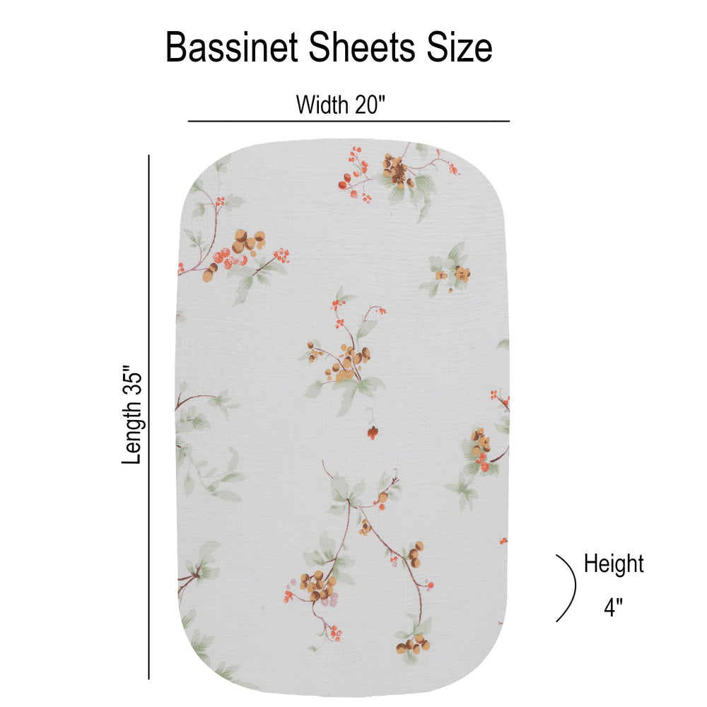 Onacosht bassinet sheet with elastic edge ensures snug, wrinkle-free fit.