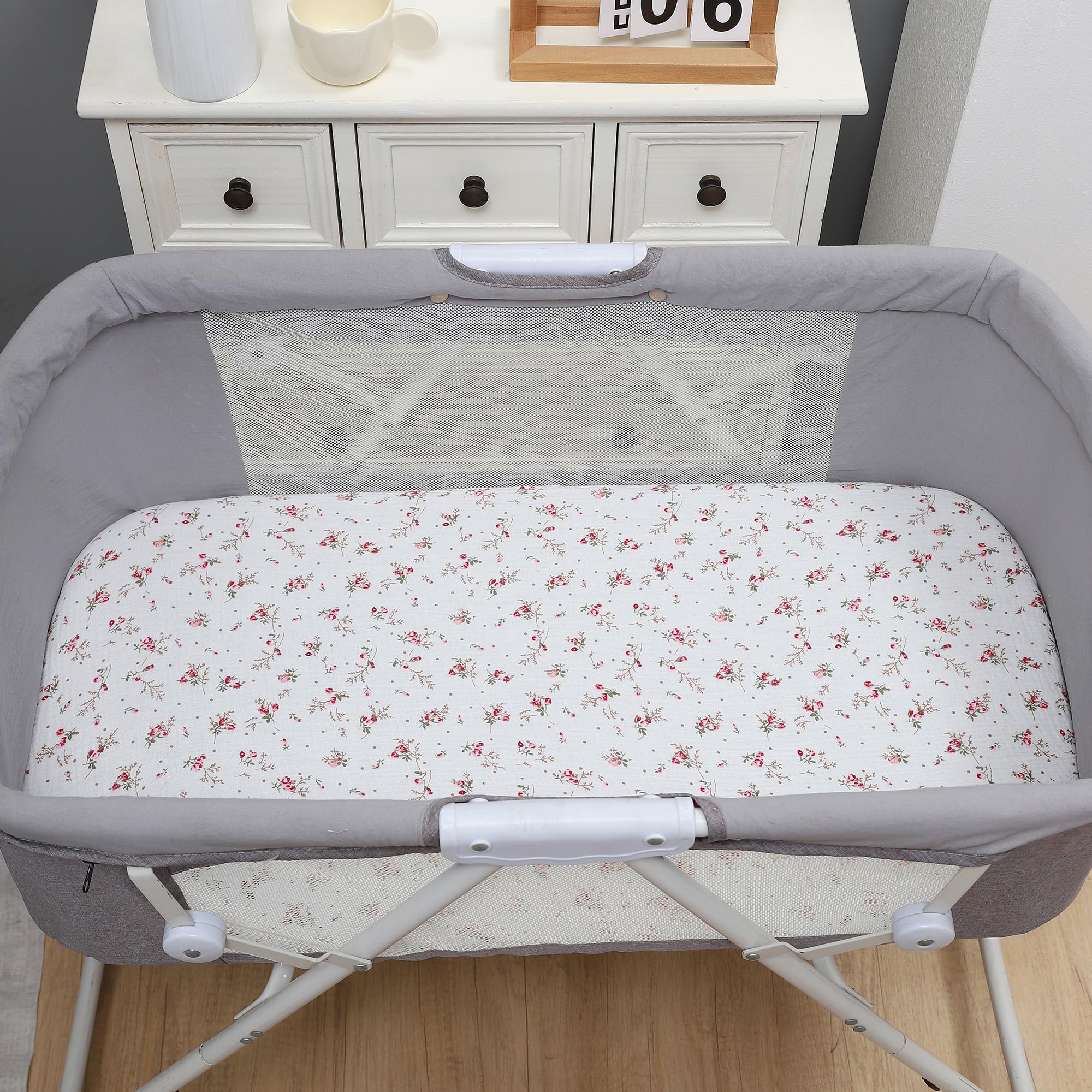 Onacosht bassinet sheets with neutral prints suit any nursery style