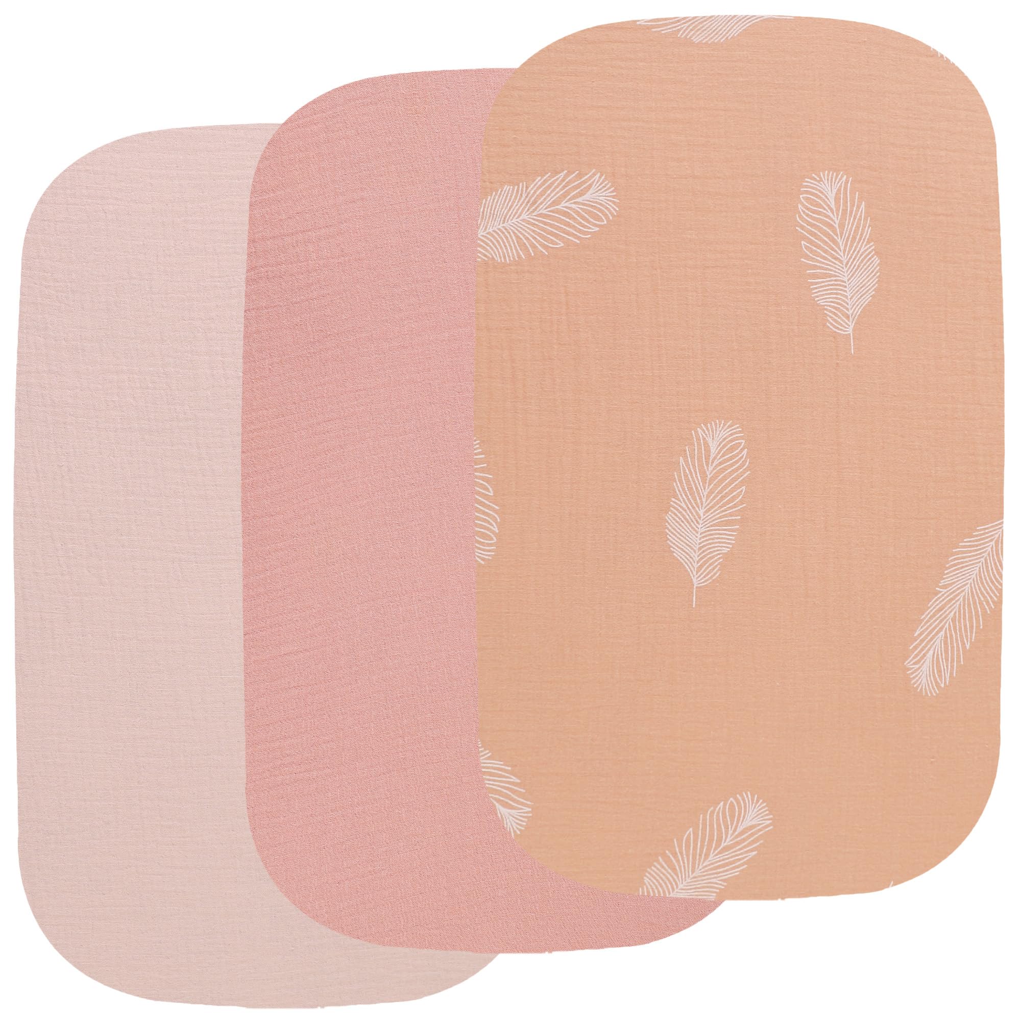 Onacosht muslin bassinet sheets pink front view show a soft breathable surface