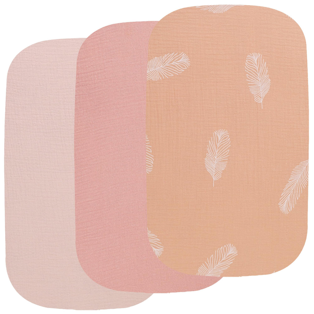Onacosht muslin bassinet sheets pink front view show a soft breathable surface