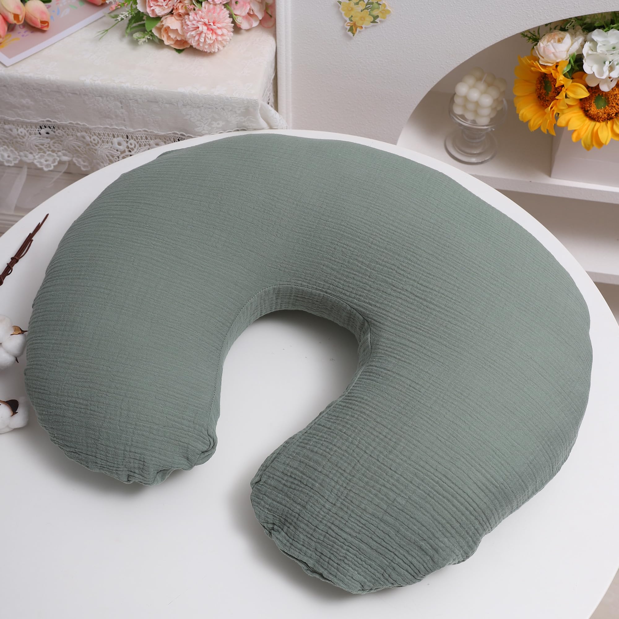 Onacosht nursing pillow cover with concealed zipper protects pillow and simplifies cleaning