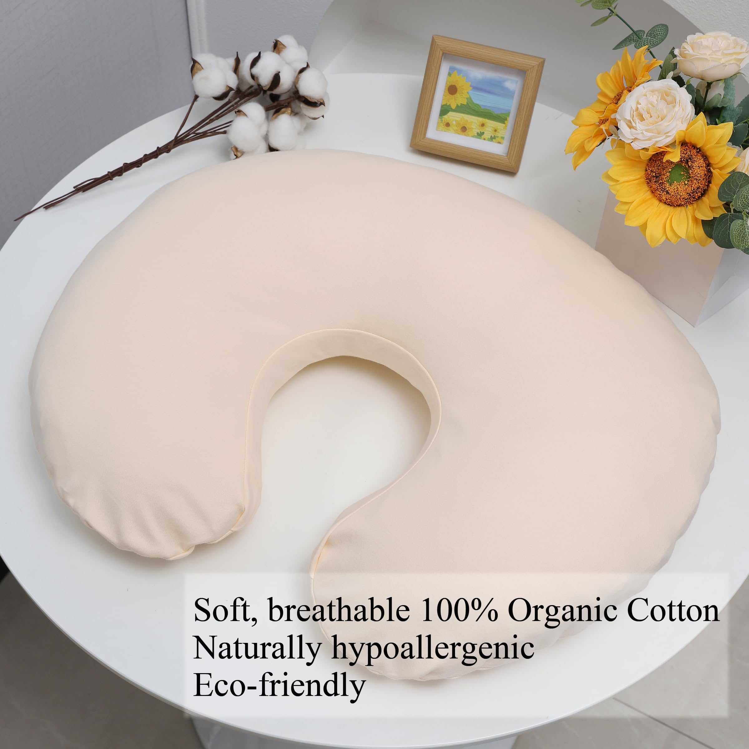 Onacosht nursing pillow cover U-shaped fit ensuring snug compatibility with standard pillows.