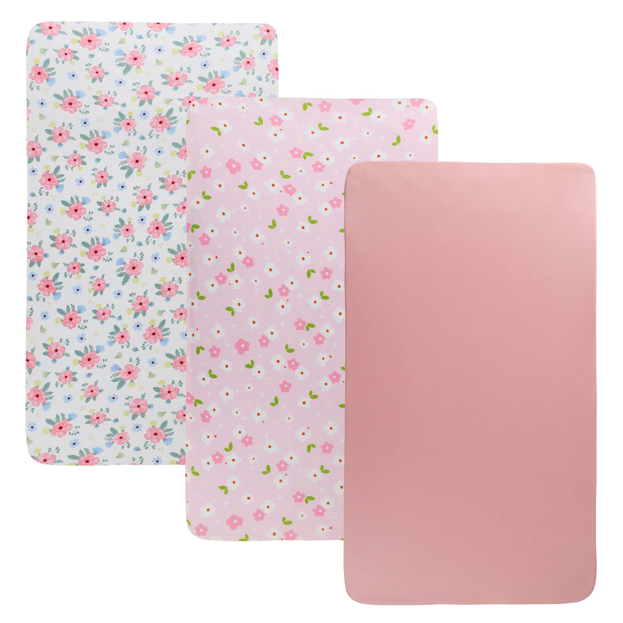 Onacosht stretchy bassinet sheets in pink floral fit securely for peaceful naps
