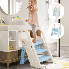Onasti foldable step stool assembly diagram shows 3-step configuration for easy setup.
