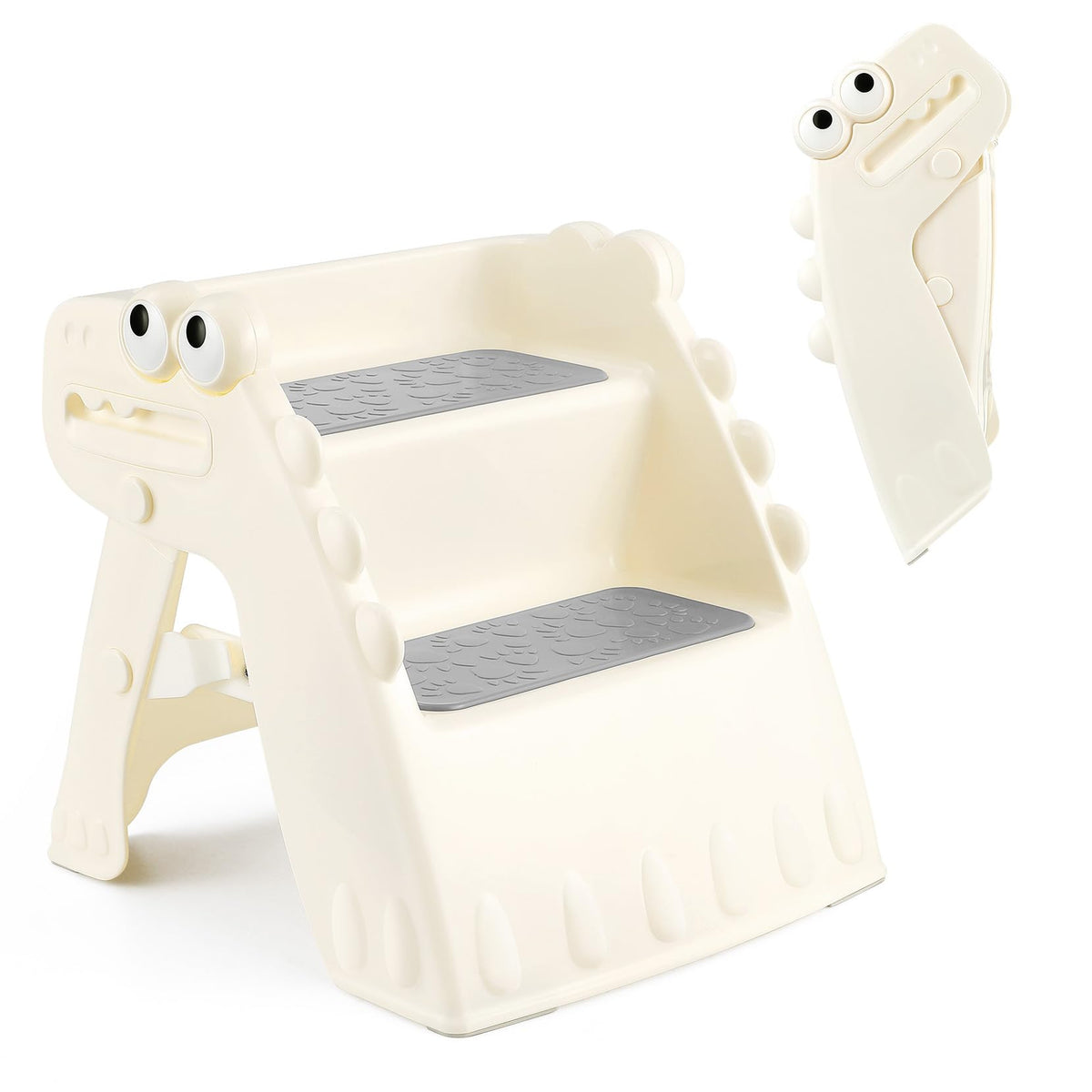 Onasti toddler step stool with foldable design for easy storage and play.