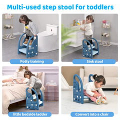 Onasti toddler step stool wide pedals encourage stable footing.
