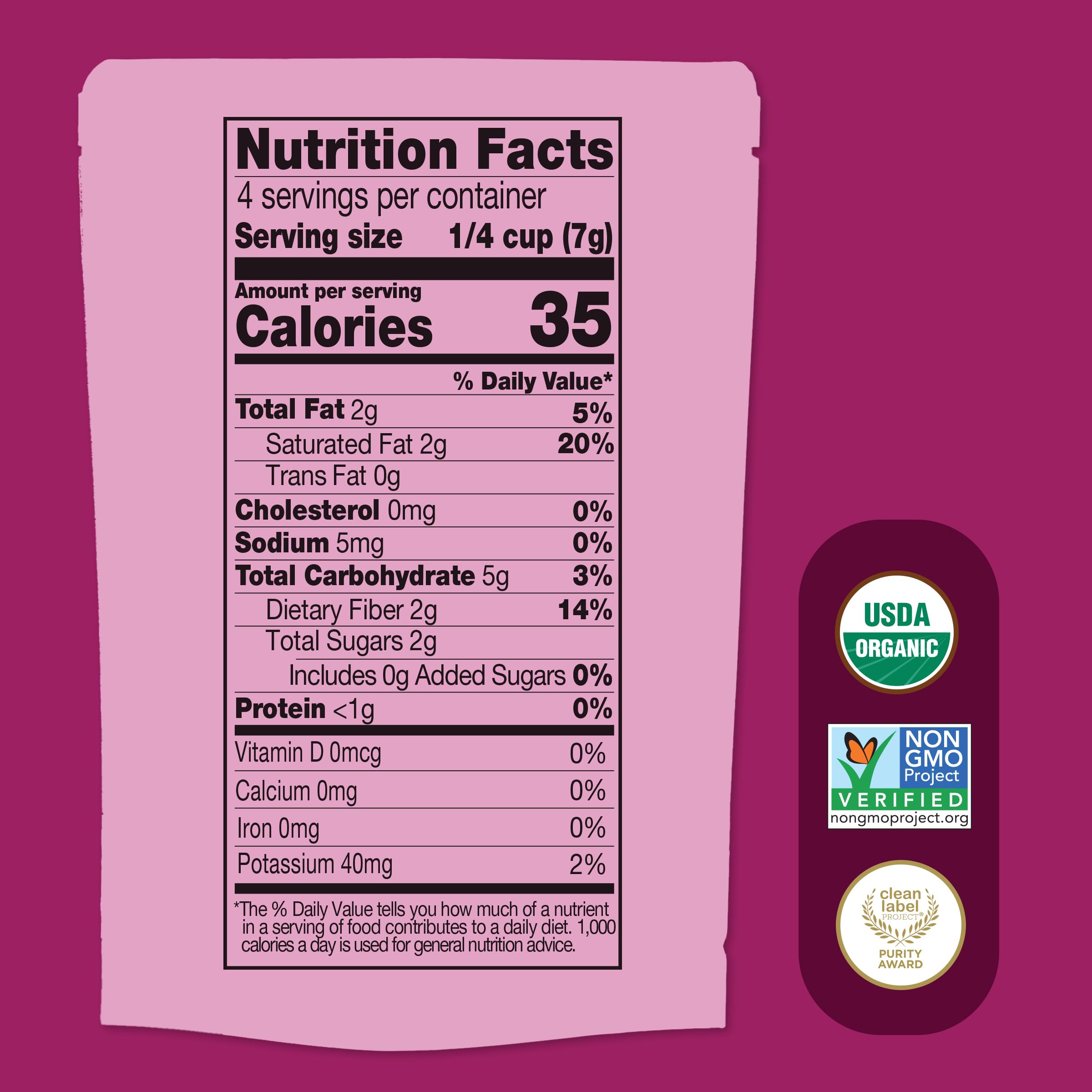 Once Upon a Farm dairy-free melts pantry bag display emphasizes mess-free, resealable storage.