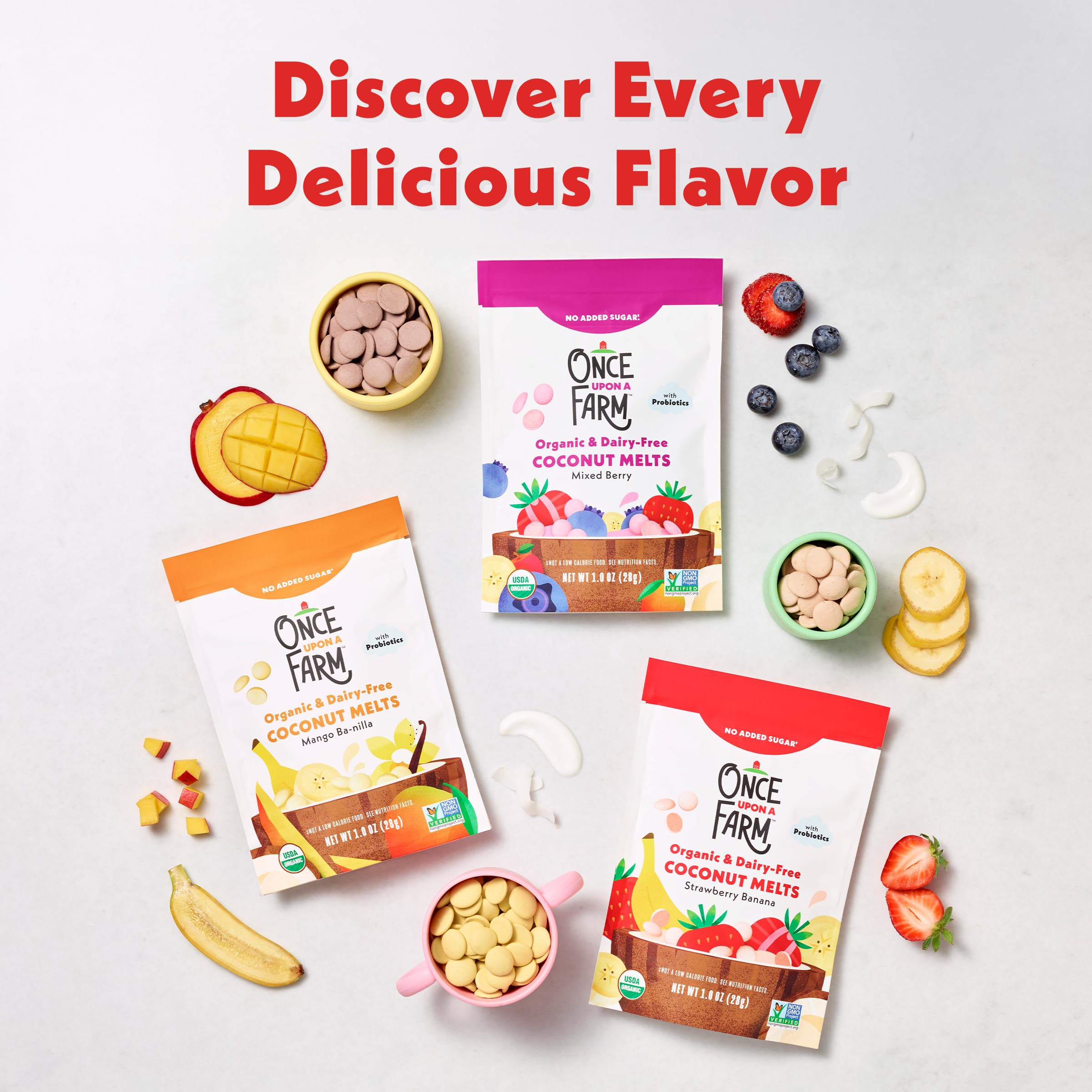 Once Upon a Farm toddler-friendly bite size supports self-feeding for 12+ months