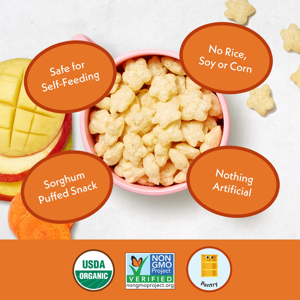 Once Upon A Farm avocado oil and sorghum base shown in ingredients image.