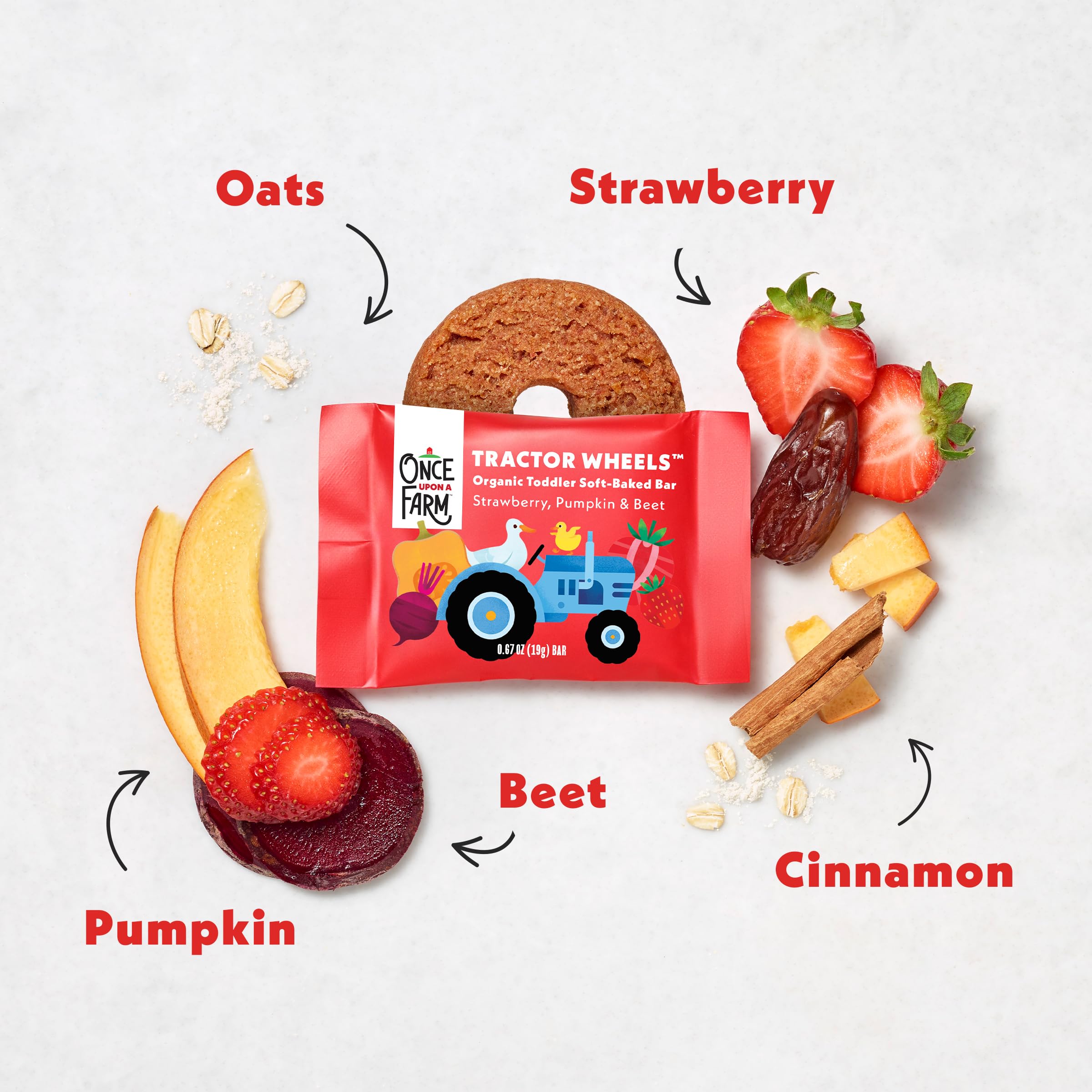 Once Upon a Farm ingredients glimpse focusing whole grains and real fruit for wholesome snacking