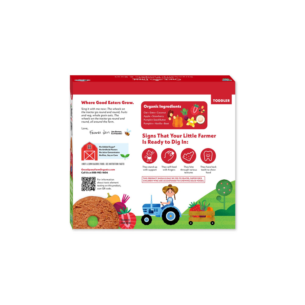 Once Upon a Farm kosher certification seal indicates trusted snack choice