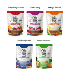 Once Upon a Farm mango-ba-nilla-coconut-melts close-up, creamy melt-in-your-mouth texture for tiny tasters