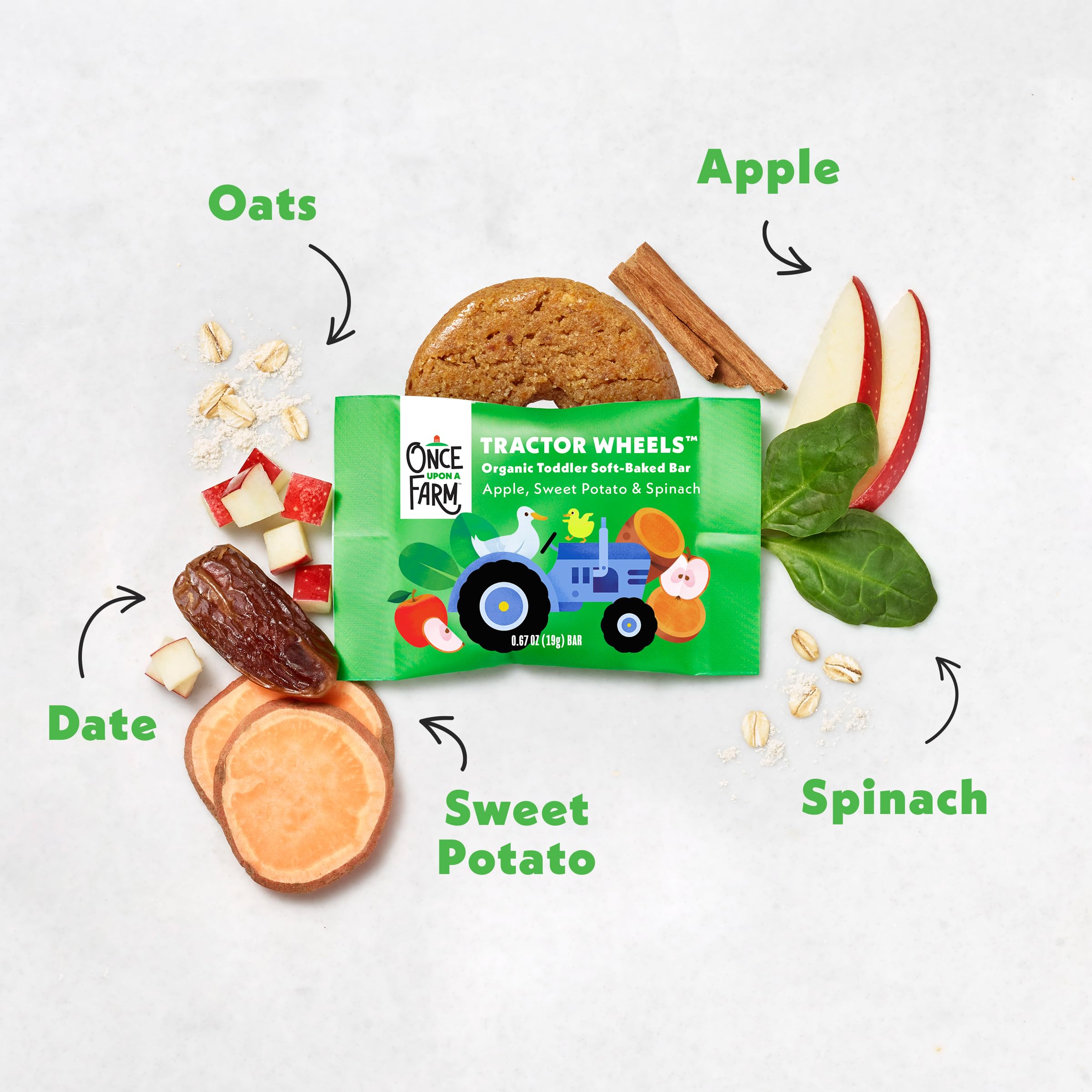 Once Upon a Farm soft baked bar with apple and vegetables for self-feeding toddlers