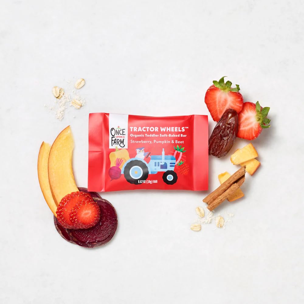 Once Upon a Farm soft-baked bar closeup strawberry for natural sweetness