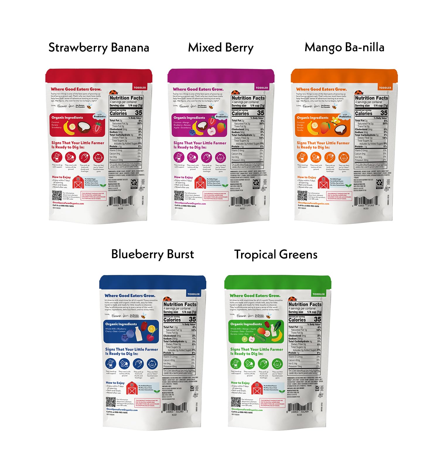 Once Upon a Farm tropical-greens-smoothie-melt close-up, veggie-forward flavor for curious palates