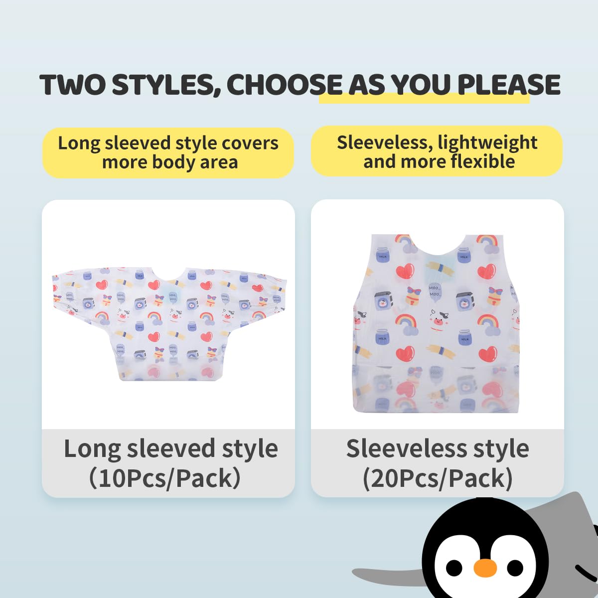 Onceplan individually packaged gowns stay hygienic and portable for on-the-go feeding.