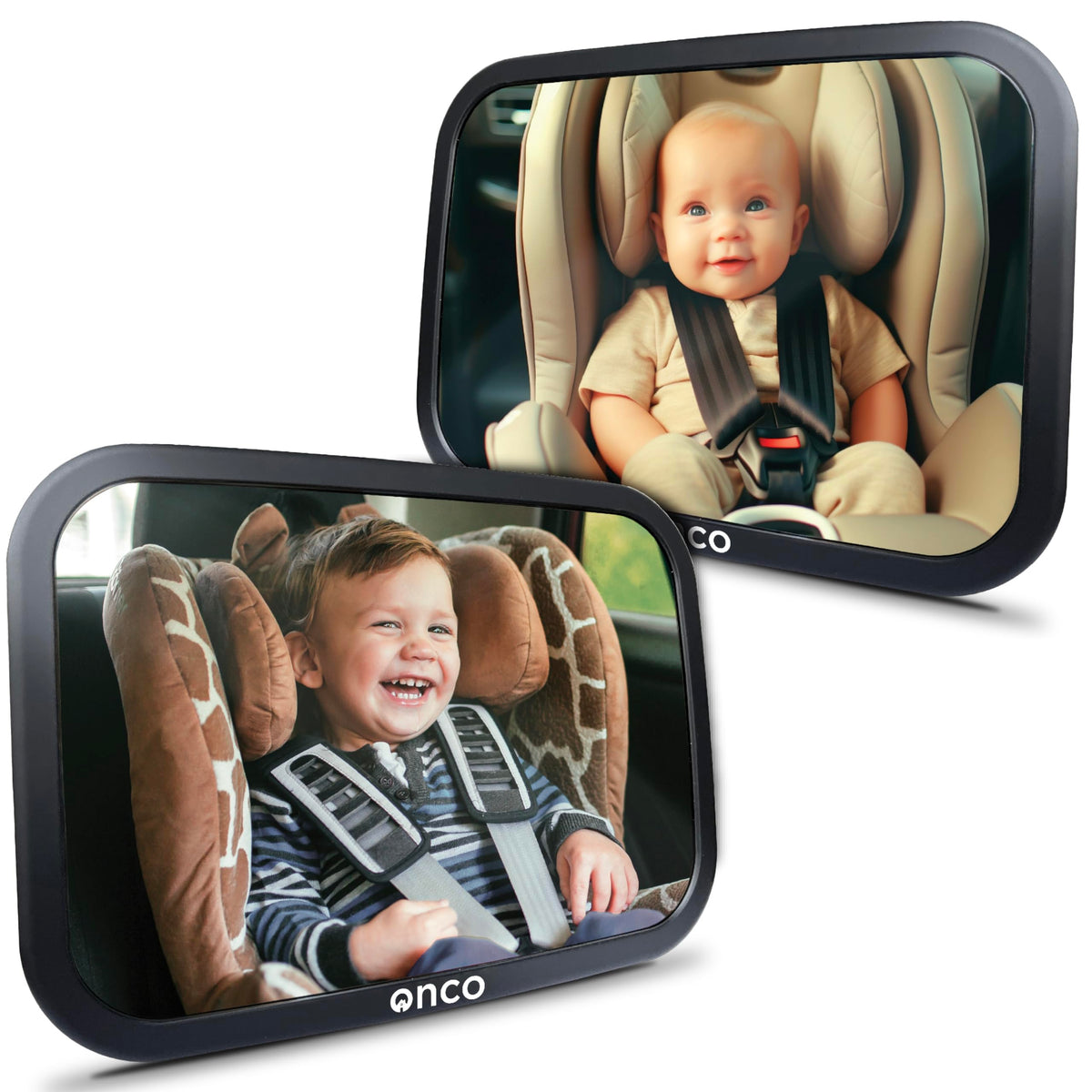 Onco baby car mirror 2-pack backseat setup for easy monitoring on every ride.