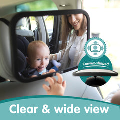 Onco baby car mirror 360 rotation lets you adjust angle mid-journey.