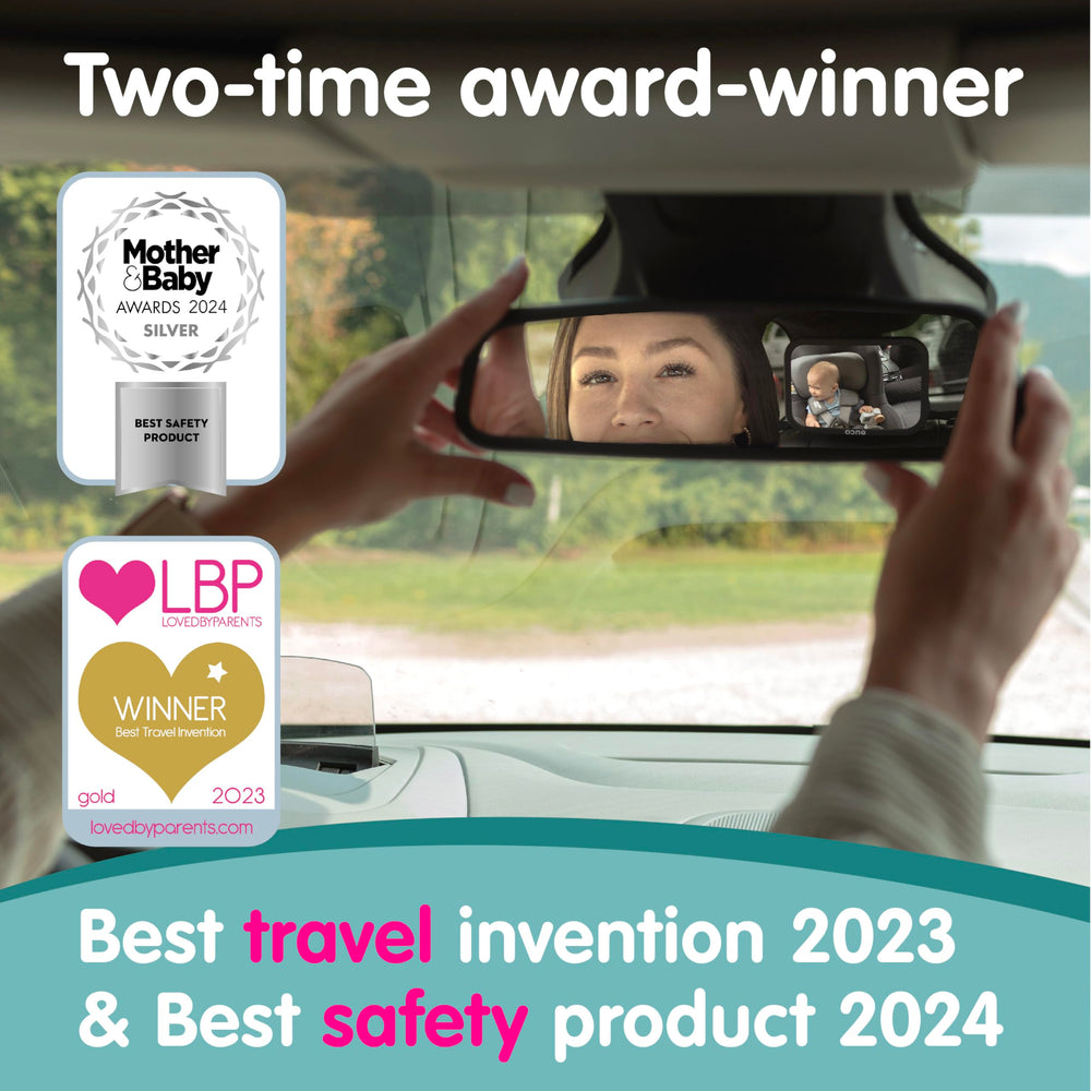 Onco baby car mirror non-slip base keeps the mirror steady on bumpy roads.