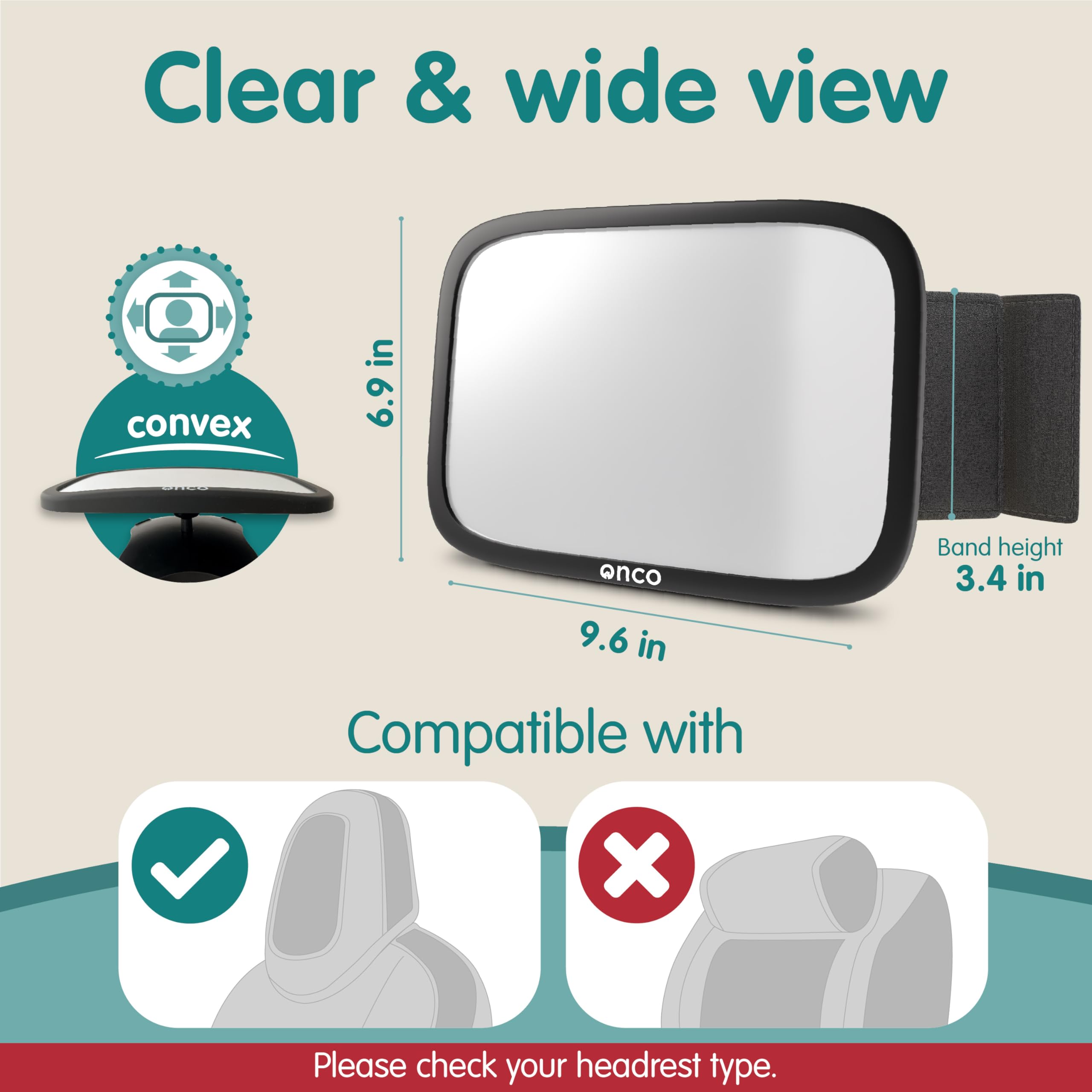 Onco non-slip base and strap keep the mirror steady through quick turns