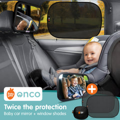Onco window shades UV-blocking pack protecting child from sun