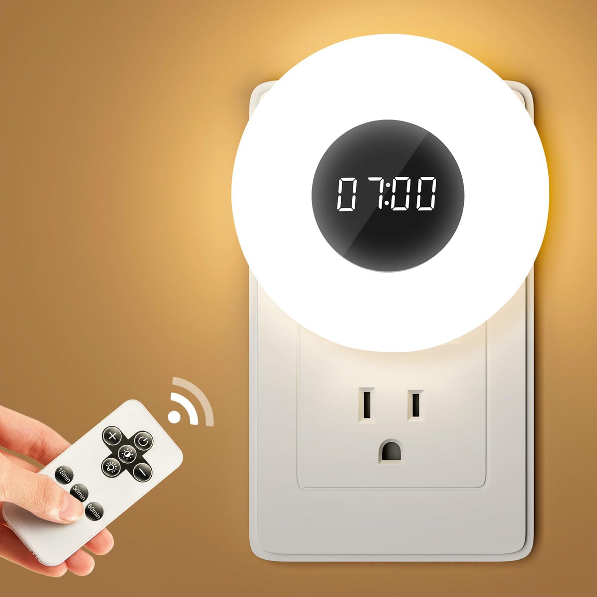 One Fire Night Light Clock with dimmable glow for bedtime routines