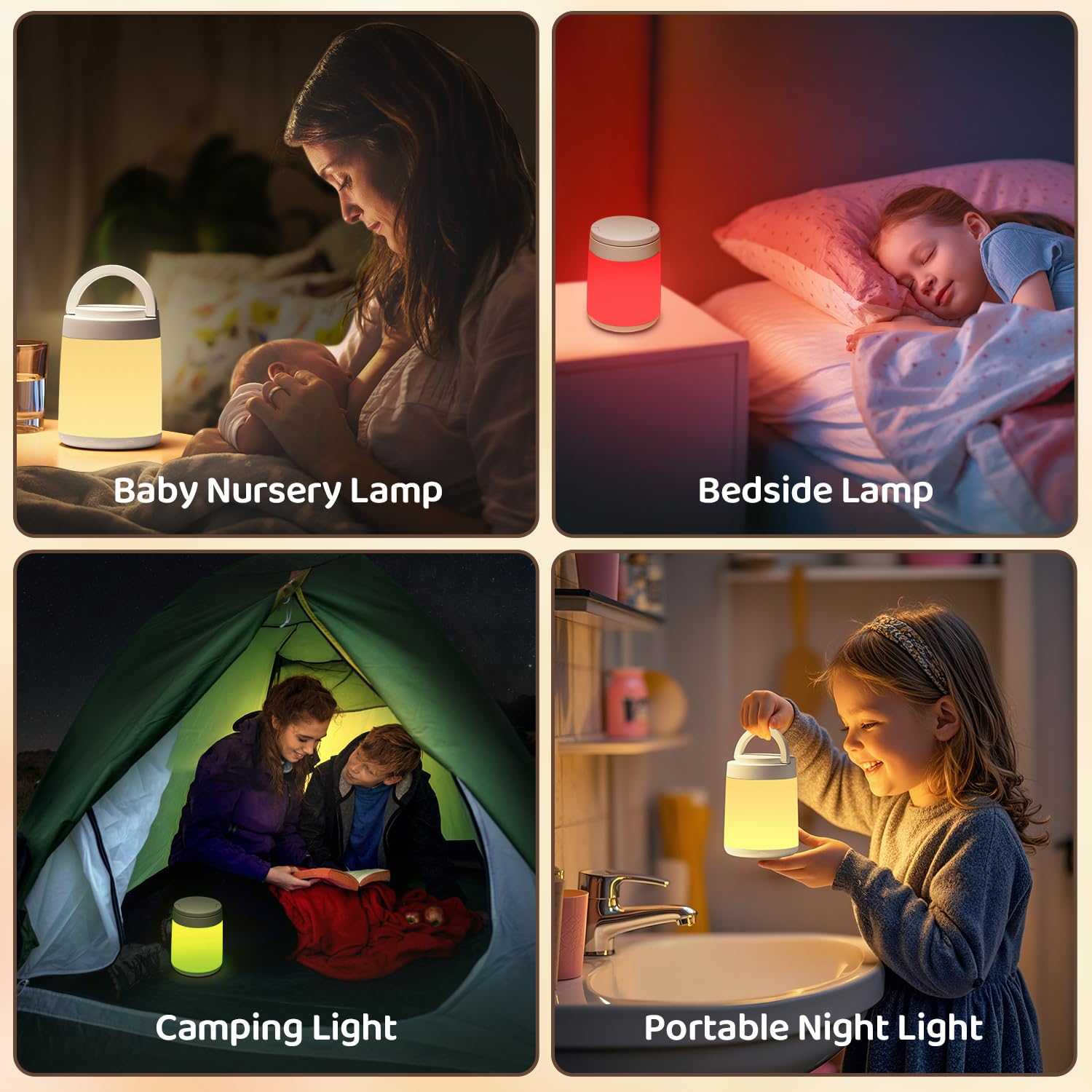 One Fire night light with a sturdy handle for portable use.