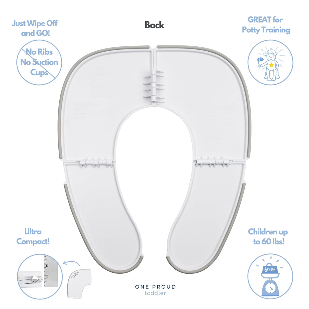 Universal fit for round, elongated, and open-front toilets on trips