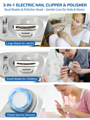 ONEDONE Electric Nail Clipper in-use on a fingernail illustrating smooth trimming