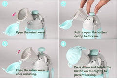 ONEDONE portable potty blue button operation close-up for secure use.