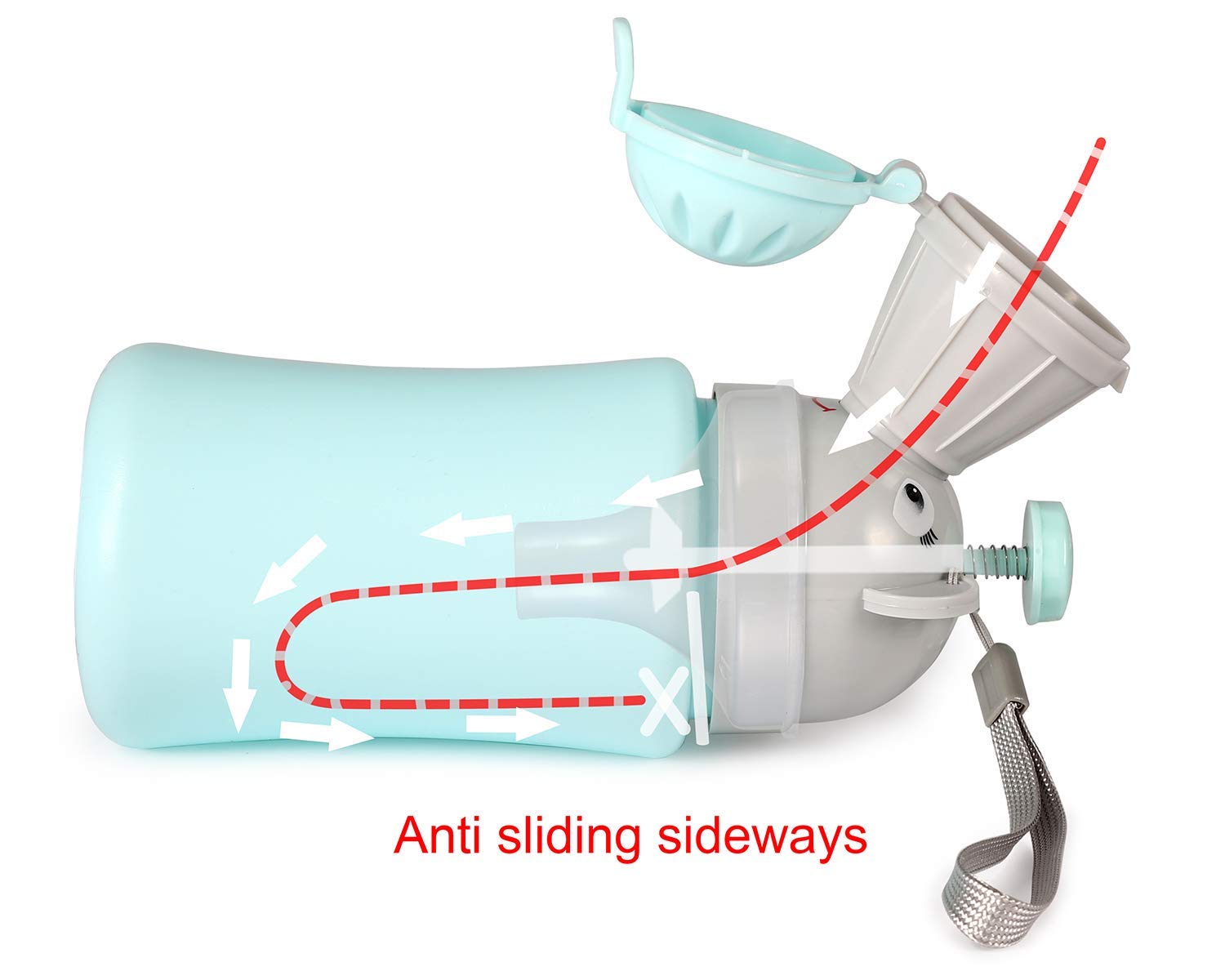 ONEDONE portable potty blue cap open view for easy access.