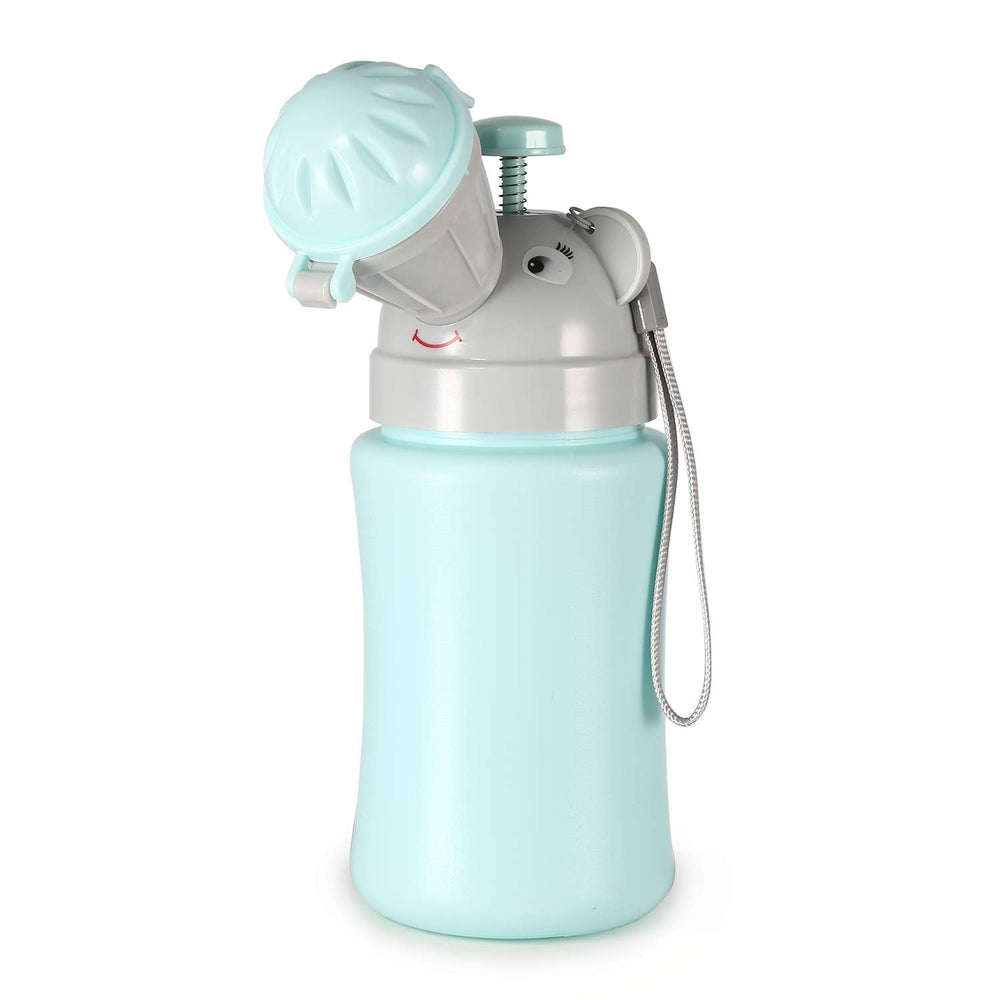 ONEDONE portable potty blue side view showing compact travel-ready design.
