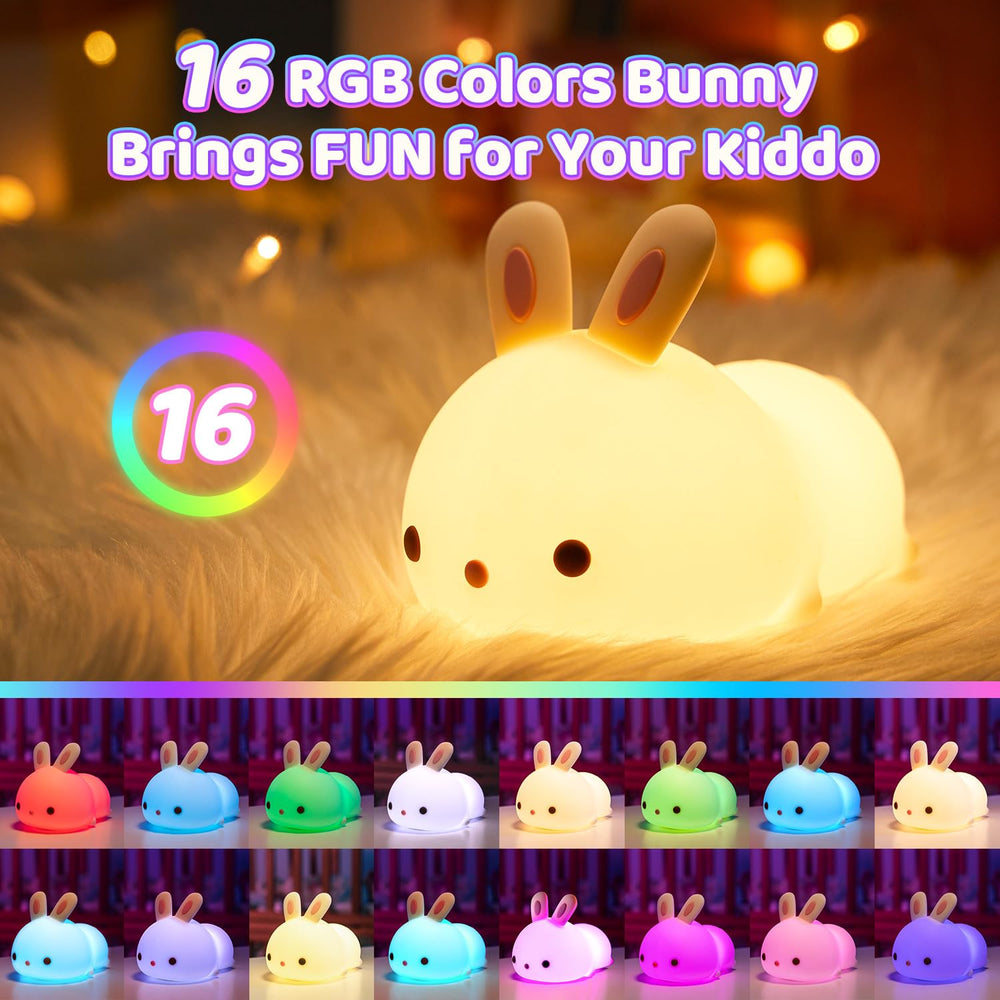 One Fire 16-color tap night light provides easy color changes for soothing moods.