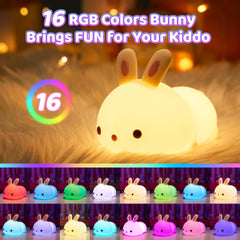 One Fire 16-color tap night light provides easy color changes for soothing moods.
